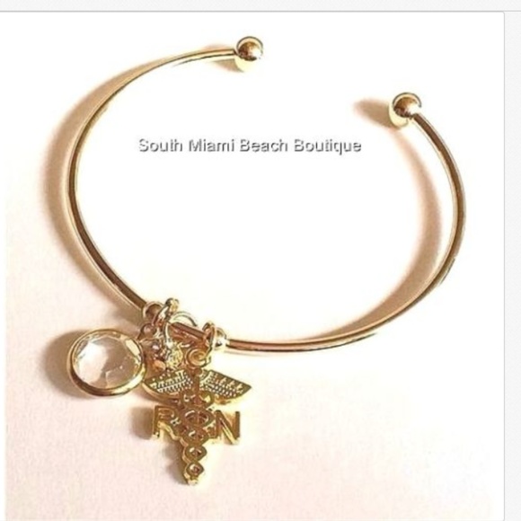 RN Nurse Charm Bracelet Caduceus Nursing Swarovski - Picture 4 of 7